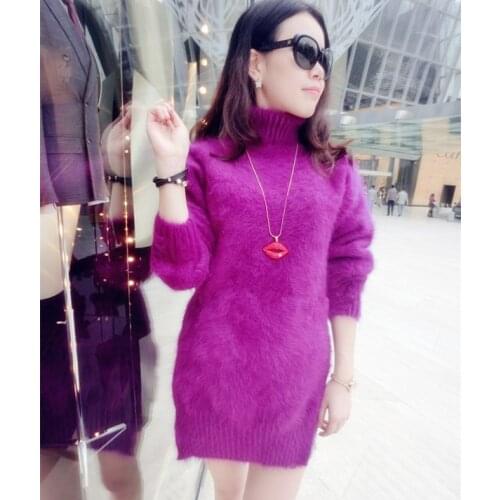 Women ladies Sweaters and Pullovers Pure 100% Mink Cashmere Knitted turtleneck sweater Pullover free shipping S1920
