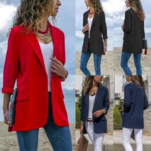 Womens Jackets Spring 2021 Fashion Solid Suit Blazer Thin Black Traf Comfortable Office Lady Casual Banquet Red Zevity Oversize