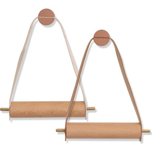 1Pc Kitchen Roll Napkin Holders Towel Dispenser Accessory Hanging Rope Wooden Toilet Paper Holder For Bathroom Decor