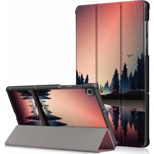 100PCS/Lot Luxury Slim Print PU Cover For Lenovo Tab M10 FHD Plus X606 Flip Stand Tablet Leather Case