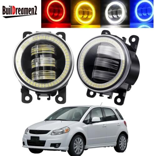 2 X Angel Eye Fog Light Assembly For Suzuki SX4 (EY, GY) 2006-2014 Car Front Bumper LED Lens DRL Fog Daytime Running Lamp 12V