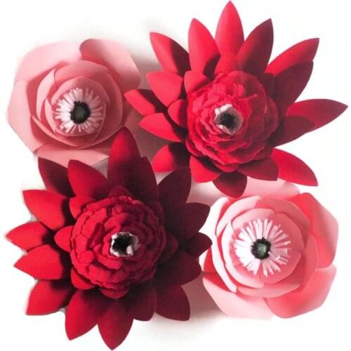 2018 Unique 4PCS Giant Paper Artifcial Flowers Handmade Crafts For Wedding & Event Decor Baby Nursery Windows Display