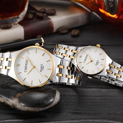 2018 Lovers watch CHENXI Quartz luxury Style Watches Couples Women Silver Gold Dress Mesh Belt Ladies Luxury Wristwatches