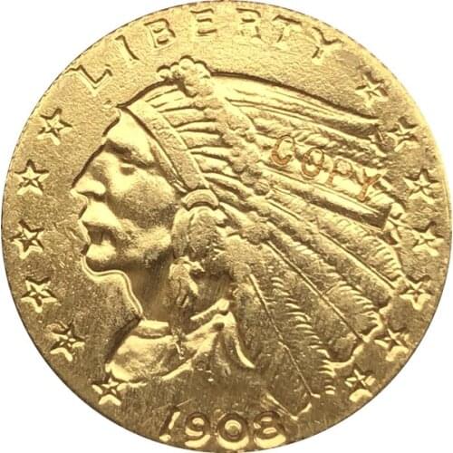 24-K gold plated 1908 $2.5 GOLD Indian Half Eagle Coin Copy