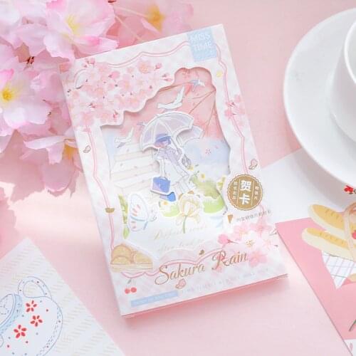 30 Sheets/Set sakura rain hollowed-out Postcard/Greeting Card/Message Card/Birthday Letter Envelope Gift Card