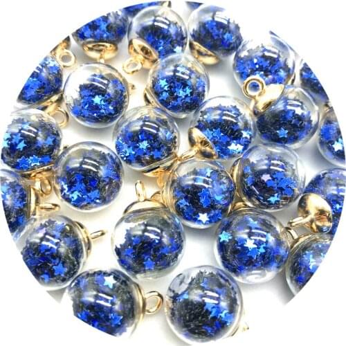 5/10pcs 16mm Colorful Transparent Glass Ball Star Charms Pendant Finding For Jewelry Making Hair Accessories Earring Charms #004