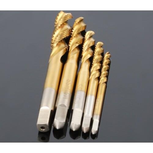 5PCS/Set HSS M3 M4 M5 M6 M8 Machine Spiral Point Straight Fluted Screw Taps Set Thread Metric Plug Drill Tap Tools Set