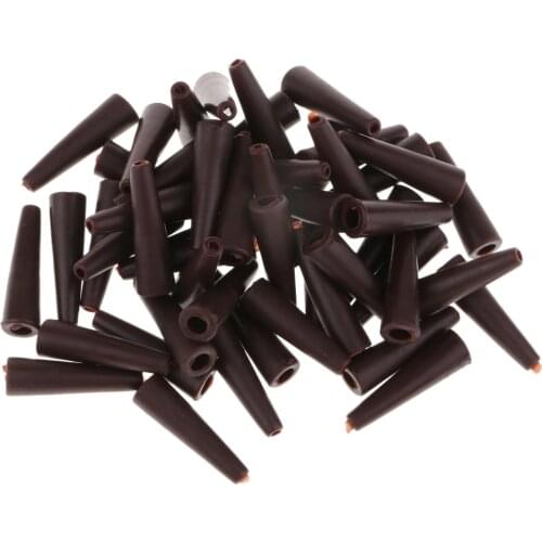 50pcs Tail Rubber Tubes Brown Cones Fit Saftey Clips Carp Rig Sleeve 20mm