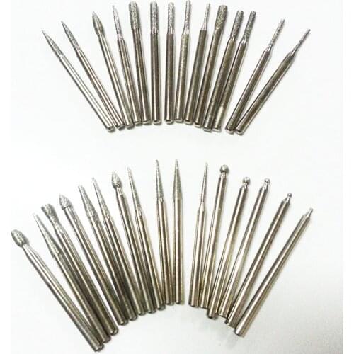 30pcs Dremel Tool Accessories Grinding Accessories Electroplated Diamond Grinding Heads Burrs Bit Set mini drill Rotary Tool Set