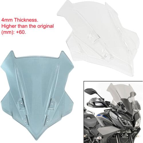 High: +60mm Windscreen Windshield Screen Fly Shield Wind Deflector For YAMAHA MT09 MT-09 Tracer 900 GT 900GT 2018 2019 2020 2021