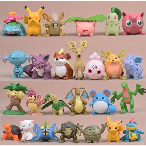 13Pcs/Set Cartoon Chikorita Raichu Venusaur Jigglypuff Growlite Pokemones Action Figure Toy Anime Figure Dolls Toy Kids Gifts
