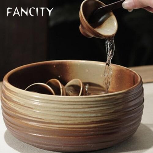FANCITY Retro stoneware tea wash Kung Fu tea set large cup wash, pour tea bowl, water bowl, tea dregs bucket, tea ceremony