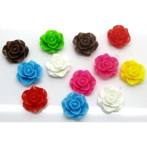 50Pcs Mixed Resin Rose Flower Decoration Crafts Flatback Cabochon Scrapbooking Fit Hair Clips Embellishments Beads Diy