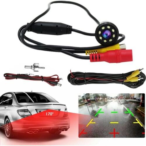 8 LED 170 Degree Round Back Up Cameras Car Rear View Camera Night Vision Reversing Auto Parking Waterproof Monitor Camera