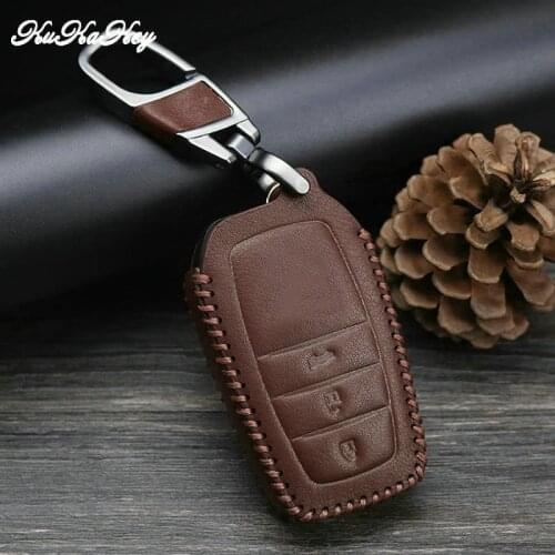 Leather Car Key Case Cover Holder For Toyota 2019 2018 Prado 150 RAV4 Camry Chr Corolla Highlander Hilux Aygo Aqua Accessories