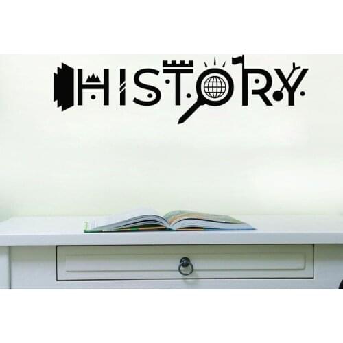 Creative Lettering History Wall Decal Study Teen Room Wall Stickers Classroom Decoration Living Room Bedroom Home Decor