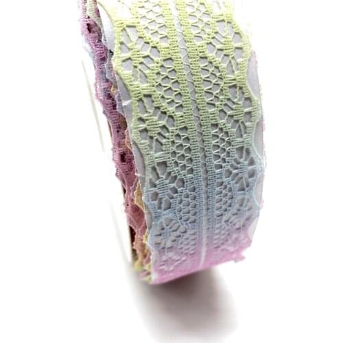 5Yards 28mm Double color Wide Bilateral Handicrafts Embroidered Net Lace Trim Ribbon Wedding Birthday Christmas Decorations #07