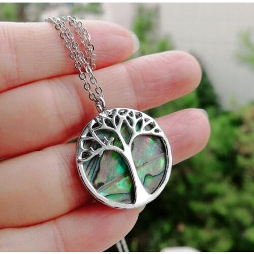 HOT SELL New Accessories Tree Of Life Pendant Abalone Shell Pendant Necklace Women Wedding Birthday Christmas Party Jewelry Gift