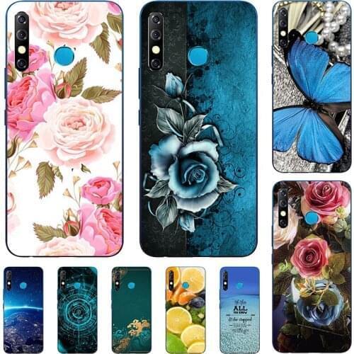 Fashion Flower Case For Infinix HOT 8 X650B X650C Infinix HOT8 Lite Cover Soft Silicone Cat Printing Capa Back Coque