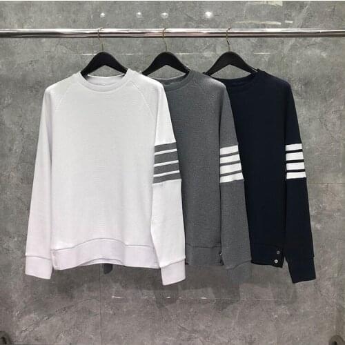 2021 Fashion Brand Autumn Clothing Casual Cotton Jacket Men Sweatshirts O-Neck Loose Waffle Striped Sportswear Coat