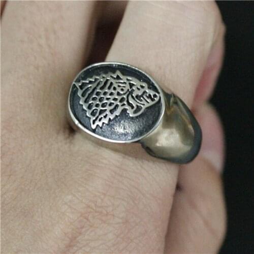 Size 8 to 12 Cool Direwolf Ring 316L Stainless Steel Mens Women Fashion Punk Direwolf Ring