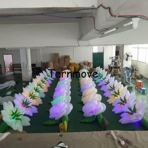 Inflatable led rose flower chain for wedding decoration stage decoration with rose flowers led inflatable flower tube pipe