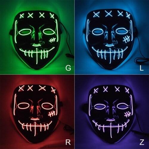 Neon Glow Mask Halloween LED Light Up Party Masks The Purge Election Year Great Funny Full Face Masque Festival Cosplay Costume