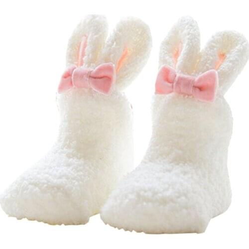 Winter Coral fleece Baby Girls Socks Newborn Soft Warm Thicken Cute Animal Rabbit Toddler Infant Baby Home Indoor Anti-slip Sock
