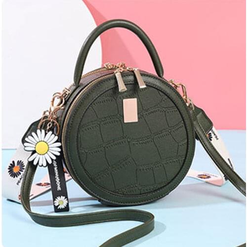 New Womens Bag Stone Pattern Small Round Bag Trend High Grade Free Freight Single Shoulder Bag Messenger Bag Handbag