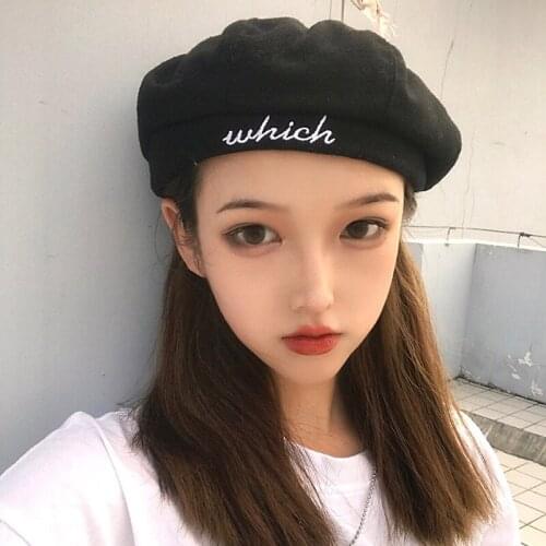 New Womens Korean-Style Beret Wool Octagonal Cap Autumn And Winter Hat Painter Cap
