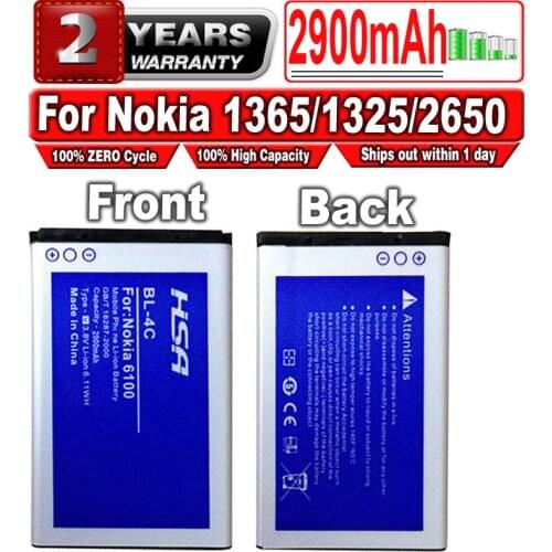 New 2900mAh BL 4C Battery for Nokia BL-4C Battery 1365/1325/2650/2652/3108/3500C/5100/6066/6088/6101/6102/6103/6131/6125