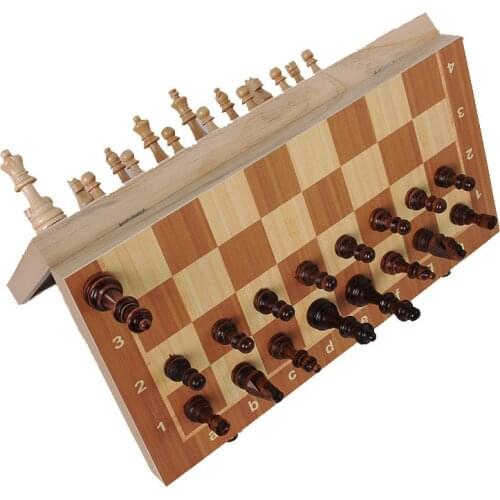 New High Quality 24/29/34/39cm Wooden International Chess Set Board Game Foldable Magnetic Folding Board Packaging Children Gift