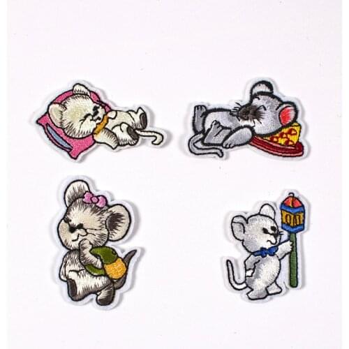 Embroidered Cloth Stickers Clothing Accessories Badge Patch Cute Mouse Gray Factory Direct Can Be Customized