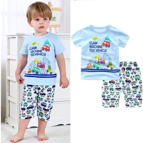 6M-4Y Cartoon Kids Clothing Sets Cotton Short Sleeve Clothes Set Summer New Children T-shirt Two-piece Sets Baby Boys Girls Wear