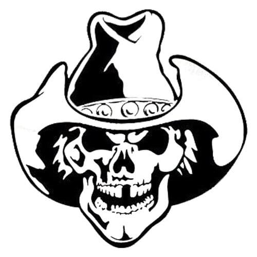 15.2*15.2CM Fashion Cowboy Skull Car Stickers Personalized Vinyl Decals Covering The Body Black/Silver C7-0989