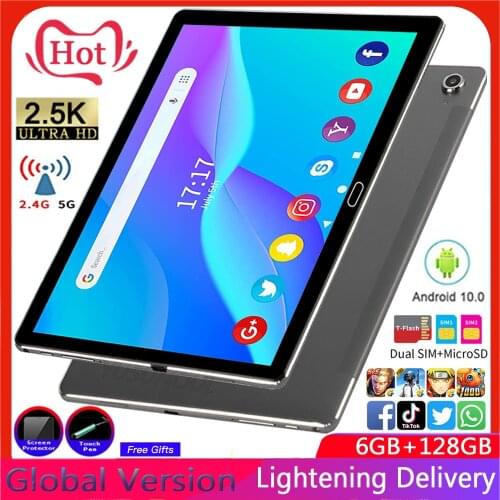 HD Super Dual Glass 4G LTE Phone Call 5GWiFi Dual SIM Cards Deca Core 10 inch Tablet PC 1920*1200 IPS 6+64GB WIFI GPS+Free Gifts