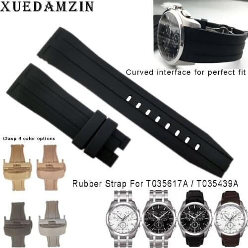 23mm T035617A Watchband Black Silicone Strap Rubber Strap Watch band For T035617A T066427A T035439A Watch Accessories