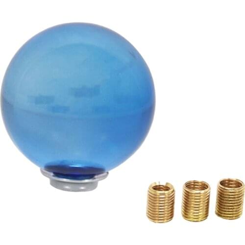 Car Crystal Blue Round Ball Manual Gear Stick Knob, Easy Install