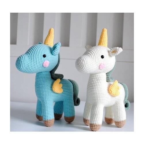 Handmade Baby Comforter Toy Cute Crochet Wool Knitting Baby Unicorn Toy Newborn Gift Mothers Love DIY Yarn Material Pack