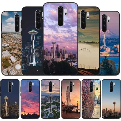 Seattle black Silicone Phone Case For Redmi note 9 8 7 Pro S 8T 7A Cover
