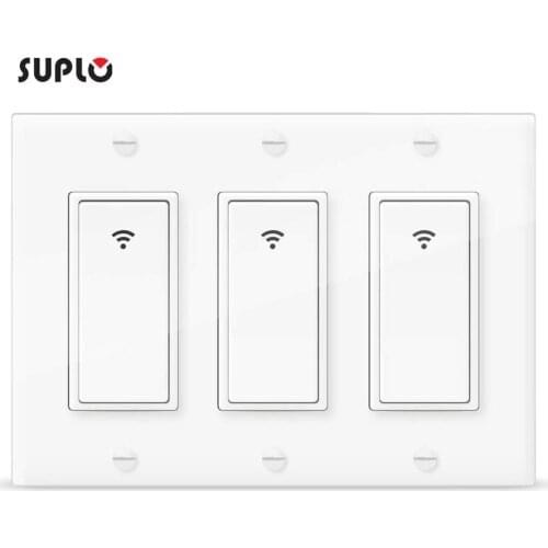 SUPLO Smart WIFI Light Switch Mobile APP Remote Control 3Gang No Hub Remote Control and Timer Work with Amazon Alexa Google Home