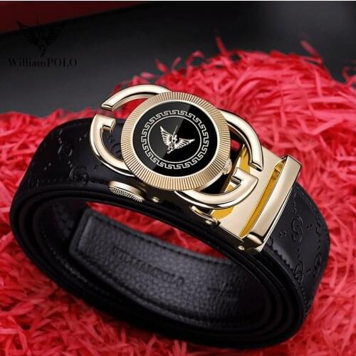 WILLIAMPOLO New mens belts automatically buckle youth fashion business belts G-buckle