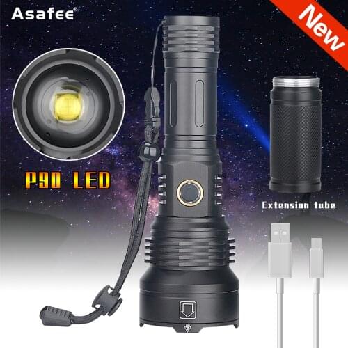 XHP90 Most Powerful Led Flashlight Torch USB Rechargeable Torch IPX4 Waterproof Tactical Flashlight Outdoor Camping Linterna