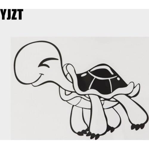 YJZT 15.9CM×12.2CM Marine Cute Cartoon Sea Turtle Car Sticker Decal Vinyl Black/Silver 18A-0135