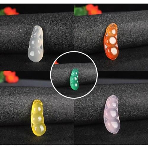 1PC Natural Green Agate Lentils Jade Pendant Necklace Chalcedony Carved Charm Jewellery Fashion Amulet for Men Women Lucky Gifts