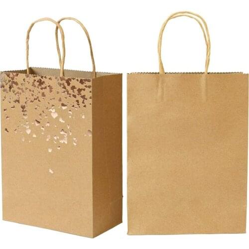 10/50pcs Kraft Paper Bag Gift Packaging Bag Small Paper Bag Gift Bag Brown Paper Bag With Handle Paper Shopping Bag Party Bag