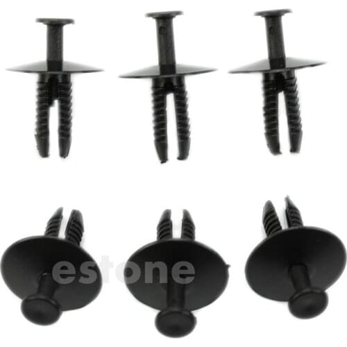 10pcs 6mm Push Plastic Pin Clip- Bumpers, Interior Trim Panel Fascia