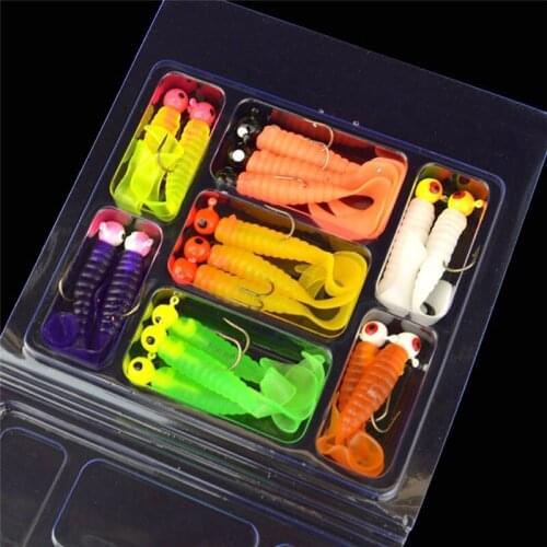 17Pcs/set Soft Fishing Lure Lure Set Head Jig Hooks Fishing Baits Set Tackle Fishing Accessories Pesca Isca Artificial 6