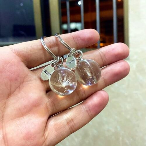 2pcs-Wish-Real Pressed Dandelion Seed Flower Jewelry-Gorgeous Gift Idea - Friend Keychain