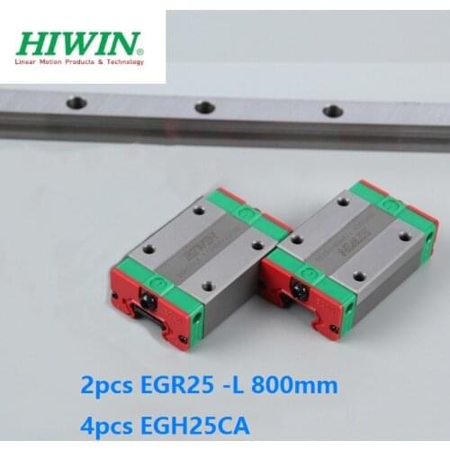 2pcs origial Hiwin rail EGR25 -L 800mm linear guide + 4pcs EGH25CA carriage blocks for CNC router